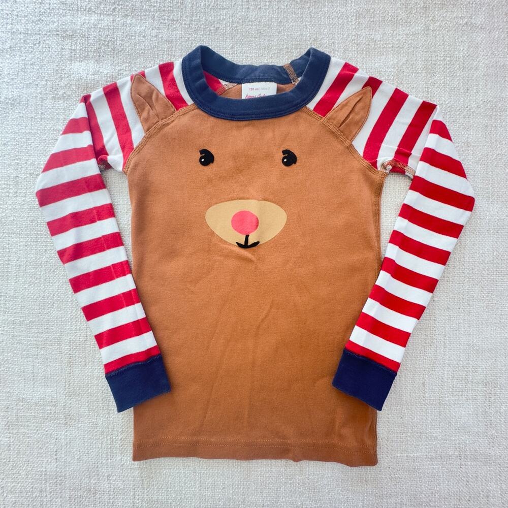 Hanna Andersson Reindeer Pajama Top EUC 6/7